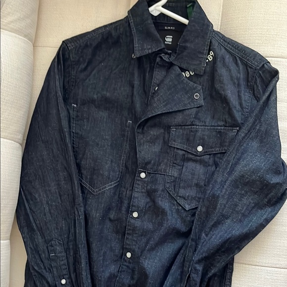 G-Star Dark Denim Slim Fit Very Rare Shirt Medium Like New - Picture 7 of 8
